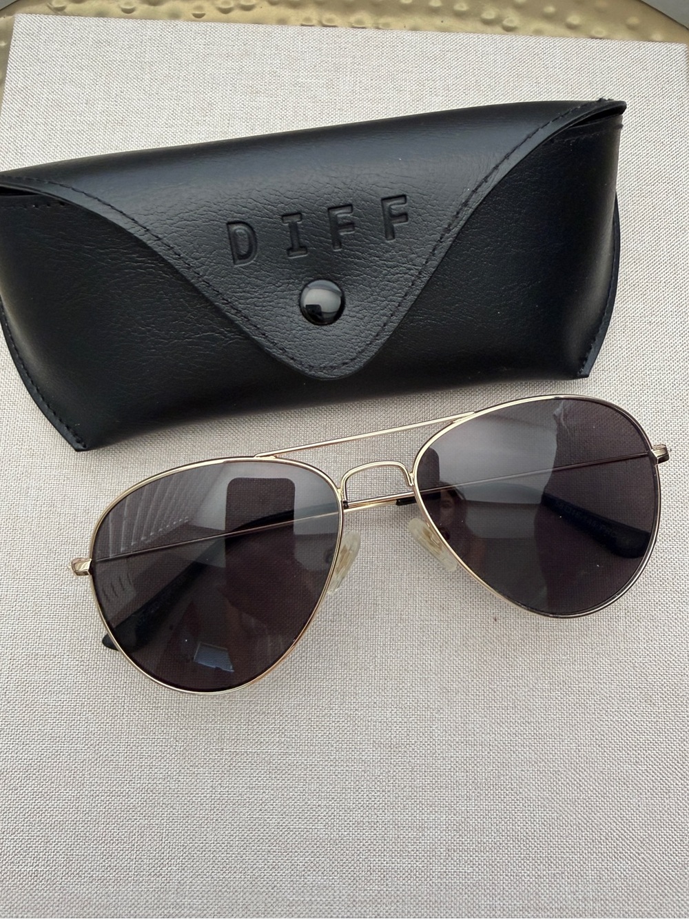 Diff Eyewear Gold Aviator Sunglasses with Dark Gray Lenses